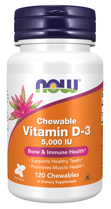 Vitamín D3 5000 IU cmúľajúce - NOW Foods